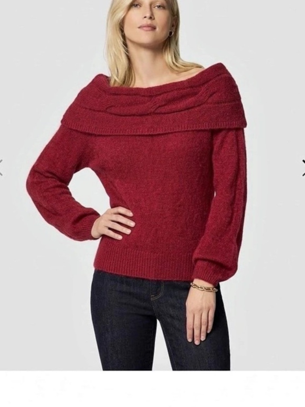White House Black Market Off-Shoulder Sweater- Cashmere, Wool, Rabbit Hair Blend